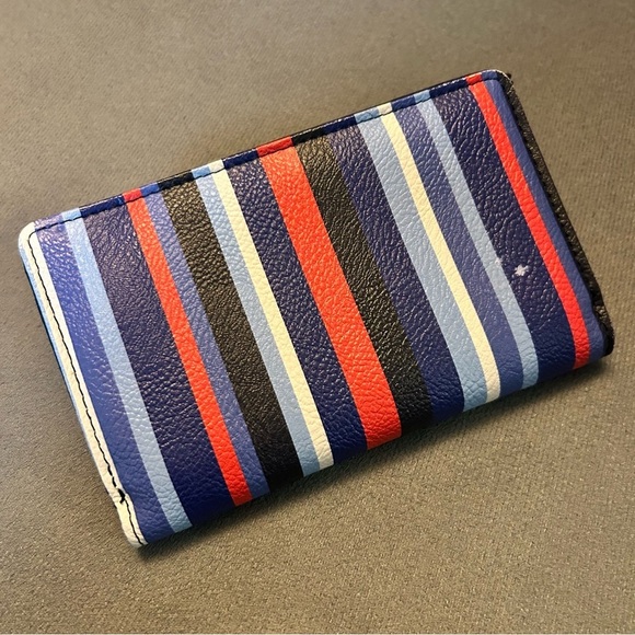 Nautica Striped White Blue Black and Red Wallet with RFID Protection - Picture 2 of 4